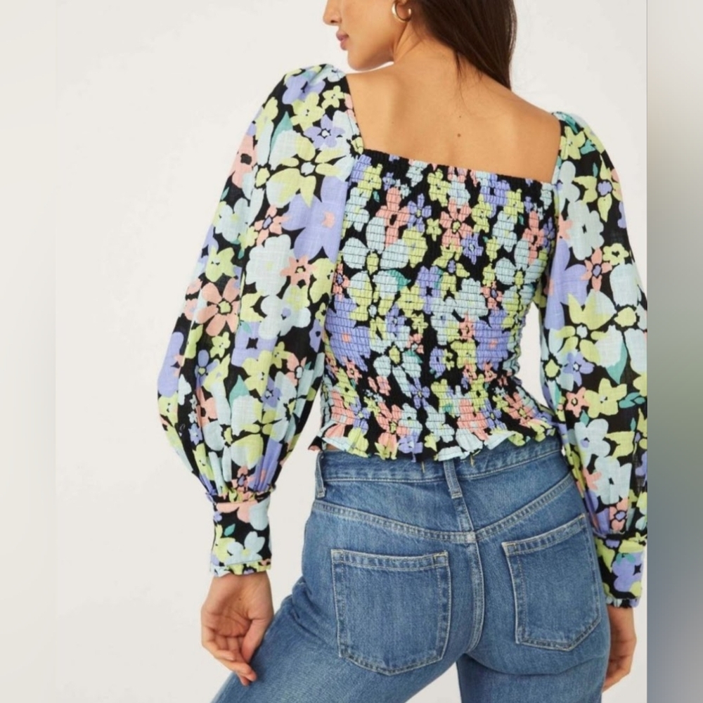 Free People Ariana Long Sleeve Blouse in Retro Size S - Picture 6 of 16